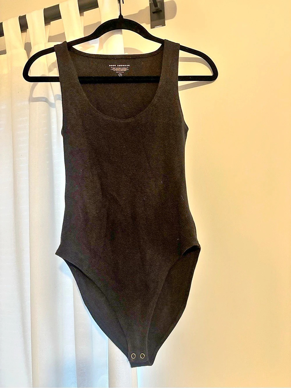 Good American Ribbed Tank Bodysuit Black Size 2